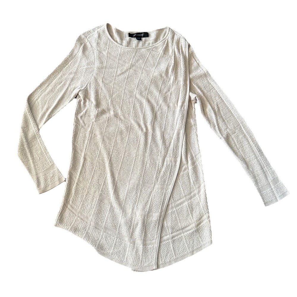 St John Tunic Top Womens Small Ivory Long Sleeve Knit